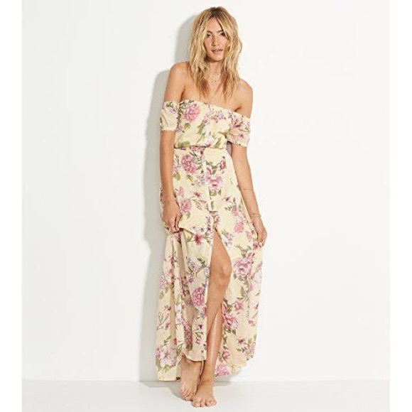 Billabong Dresses & Skirts - [Billabong] Yellow Floral Off the Shoulder Dress